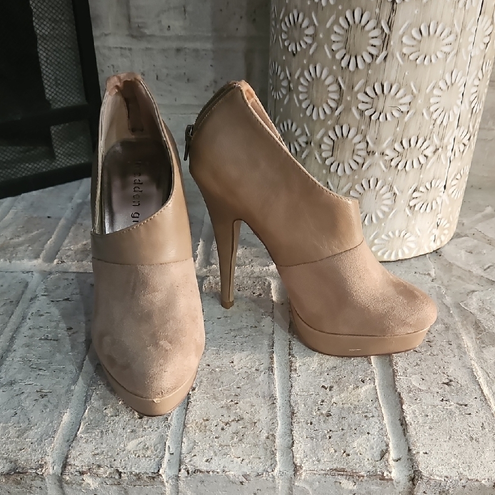 Madden Girl Tan High Heel Ankle Boots